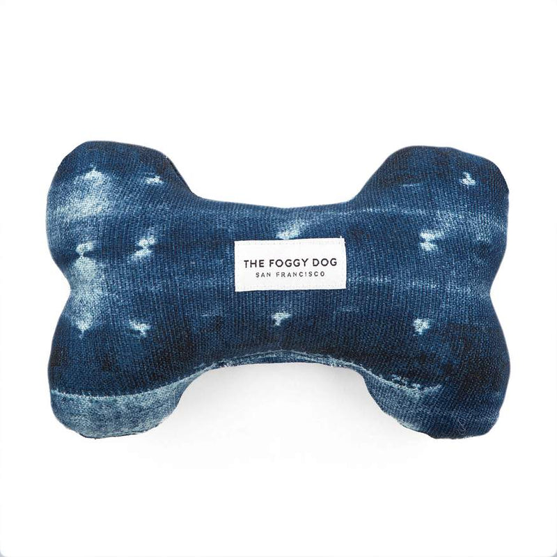 INDIGO MUD CLOTH DOG BONE SQUEAKY TOY