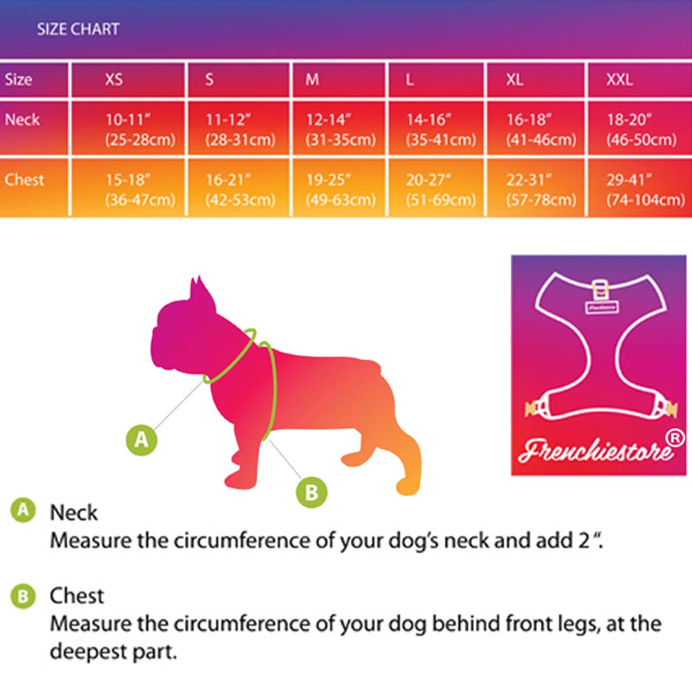 Frenchiestore Reversible Dog Health Harness | Pink StarPup, Size: Small